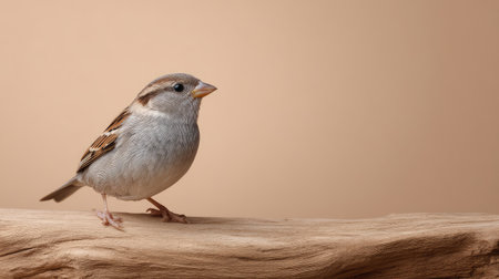 One bird perch made of natural wood placed on a clean background with space for overlayの素材