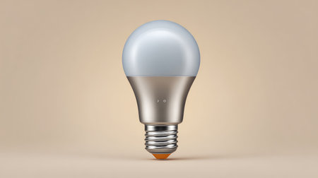 One smart light bulb on a neutral background, tech accessory with ample blank areaの素材