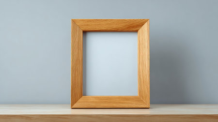 A modern photo frame with beveled edges placed on a minimalist surface with copy spaceの素材