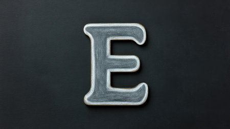 Chalk letter E on blackboard with clean composition and educational themeの素材
