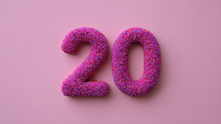 Number  made from glitter particles on a light pink surface, celebration concept with room to designの素材