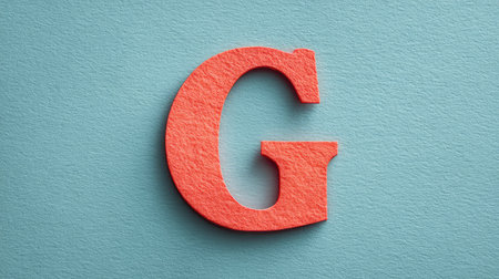 Handcrafted paper cutout of the letter G on a textured pastel background, clean and open layoutの素材