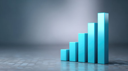 A visually striking bar chart made of vibrant blue bars symbolizes growth and progress in business and finance, ideal for presentations or reports about success and strategy.の素材