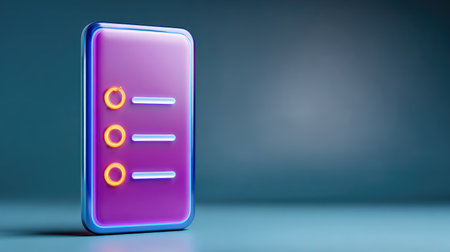 A vibrant neon-colored interface icon showcasing three glowing progress indicators. This design captures modern technology's essence with a stylish gradient background.の素材