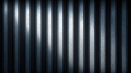 A striking image of a metallic surface featuring vertical stripes illuminated by soft lighting, perfect for backgrounds or textures in various creative projects.の素材