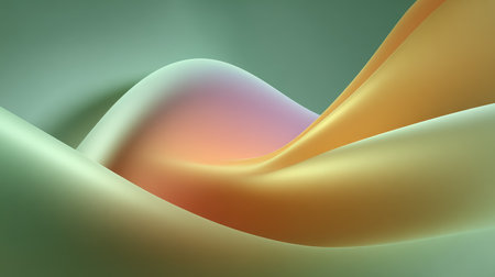 A captivating abstract image featuring soft curves and vibrant gradients that flow gracefully, creating a serene and modern aesthetic for various design projects.の素材
