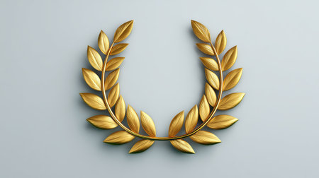 A stunning gold laurel wreath showcases leaves in a refined design, ideal for representing victory and excellence in various creative and professional uses.の素材
