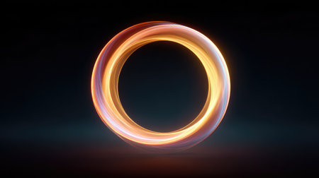 Stunning abstract image of a glowing light circle, conveying energy and motion against a dark background, ideal for creative projects and digital designs.の素材