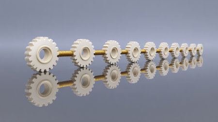 A stylish arrangement of gears and bolts showcases precision and creativity in engineering, perfect for representing industrial design and technical concepts.の素材