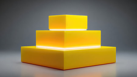 This captivating image features bright yellow geometric shapes with a soft glow, creating a modern and vibrant look suitable for various design themes and creative projects.の素材