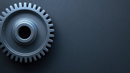 A detailed metallic gear placed against a dark surface, highlighting industrial design elements and precision engineering ideal for technology and manufacturing themes.の素材