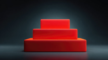A striking arrangement of red geometric shapes on a dark background, emphasizing modern minimalism, perfect for artistic displays or as a backdrop in creative projects.の素材