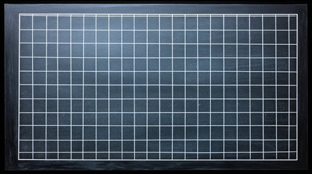 A versatile blank chalkboard featuring a precise grid pattern, ideal for educational purposes, presentations, creative projects, or organizational tasks that inspire creativity.の素材