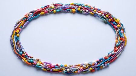 A stunning handmade beaded necklace featuring a vivid array of colors and textures, ideal for fashion lovers and craft enthusiasts looking to enhance their style.の素材