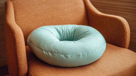 One nursing pillow placed on a cozy armchair, soft textures with copy spaceの素材