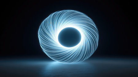 Vivid light swirl illustration captures the essence of energy and motion in a futuristic design. Ideal for creative projects requiring abstract and minimalist aesthetics.の素材