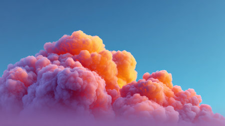 Captivating clouds at sunset, showcasing a gradient of pink and orange hues against a clear blue sky, creating a serene and vibrant natural landscape.の素材