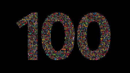 Number  formed by a mix of numbers on a digital grid, complete numeric theme with space for overlayの素材