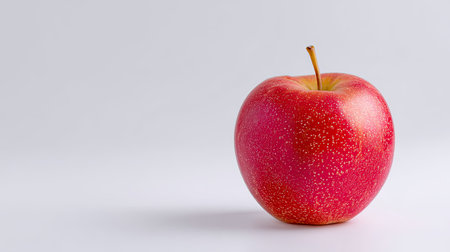 A vibrant red apple sits beautifully against a white background, highlighting its freshness and natural beauty, perfect for healthy eating and nutrition themes.の素材