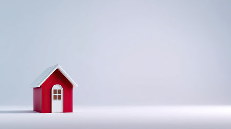 A small red house model placed on a pristine white background, symbolizing home, comfort, and modern architecture. Perfect for real estate visuals.の素材