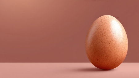 A visually striking brown egg rests on a smooth surface against a soft background, highlighting its realistic texture and colors, perfect for culinary or design projects.の素材