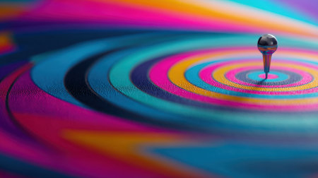 This striking abstract image features a colorful ripple with a droplet resting on a vibrant surface. It captures the beauty of fluid motion and creative inspiration.の素材