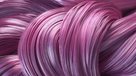 A close-up view of stunning pink hair styled in beautiful swirls, displaying a rich texture and captivating color blend. Perfect for beauty and fashion themes.の素材