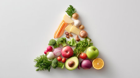 A visually appealing arrangement of fresh ingredients including vegetables and fruits, designed to inspire healthy cooking and meal preparation ideas in a modern kitchen.の素材