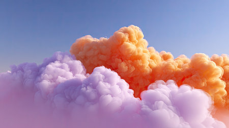 A stunning display of soft orange and pink clouds against a clear blue sky. This ethereal scene evokes feelings of calmness and serenity, ideal for artistic backgrounds.の素材