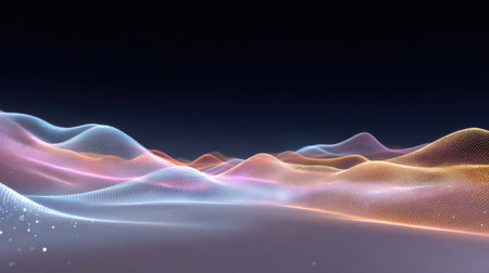 Stunning abstract representation of wave formations in vibrant light. Ideal for digital art, modern design projects, and creative backgrounds to inspire innovation and energy.の素材