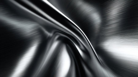 This image showcases a striking abstract metallic texture with smooth curves and patterns, perfect for modern designs, backgrounds, and artistic projects.の素材