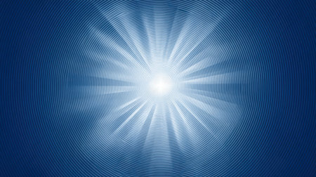 An abstract blue background featuring swirling light beams radiating from a bright central point, creating a serene and captivating atmosphere ideal for creative projects.の素材