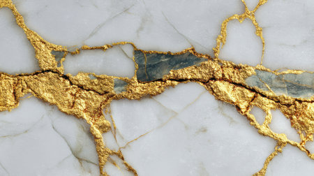 A stunning white marble background enhanced with rich gold veins, perfect for luxury design projects, interior decor, or artistic endeavors. Emphasizes elegance.の素材