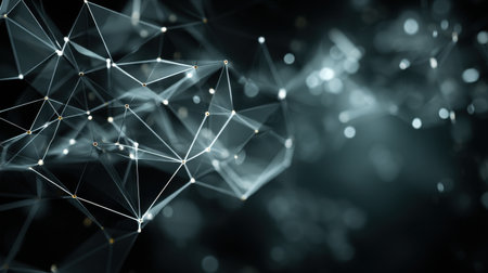 Engaging abstract background featuring glowing lines and nodes. This design represents connectivity and technology, perfect for projects focused on innovation and science.の素材