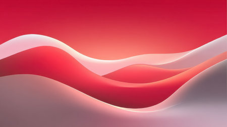 This elegant abstract image features flowing waves in soft red and pink tones, creating a calming and artistic background perfect for design projects.の素材