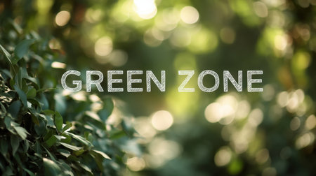 This image showcases a peaceful green zone surrounded by lush foliage, creating a serene nature backdrop perfect for themes of tranquility and conservation.の素材