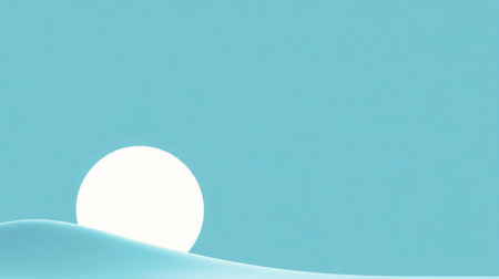 A serene landscape featuring a gentle hill silhouette against a bright sun and soft blue sky. The image evokes feelings of peace, tranquility, and natural beauty.の素材