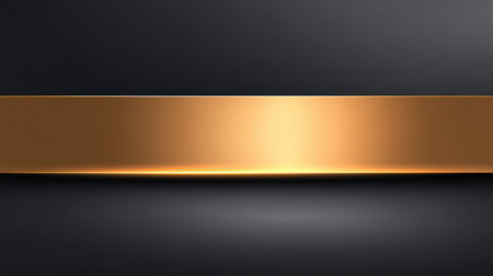 A sleek gold banner features a smooth gradient over a dark background, delivering a luxurious and sophisticated touch, perfect for elegant design projects or branding.の素材