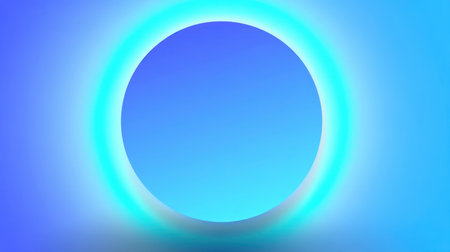 A soft blue glow encircles a gradient background, creating an ethereal atmosphere. Ideal for modern, abstract, and digital art applications, this image exudes tranquility and simplicity.の素材