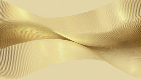 This image showcases elegant golden waves with smooth lines and soft curves, perfect for modern backgrounds, artistic projects, or luxury-themed designs.の素材