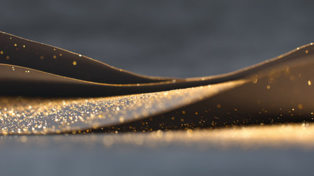 This image showcases the delicate interplay of light and texture on soft curved paper, featuring a scattering of golden dust that adds elegance and warmth.の素材