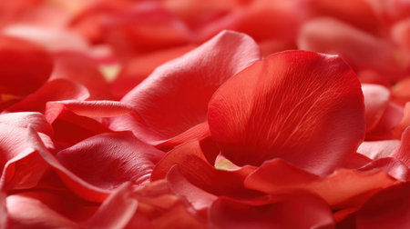 Lush red rose petals create a romantic backdrop with their delicate textures. This close-up imagery evokes feelings of love and elegance, perfect for various projects.の素材