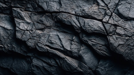 Explore a close-up of a textured dark stone surface with intricate patterns and rugged edges, perfect for creative backgrounds and natural design projects.の素材