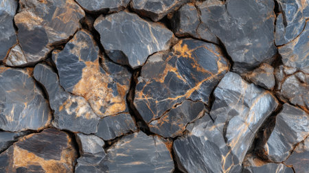 A detailed close-up image of a natural stone surface, showcasing diverse textures, colors, and patterns that highlight the beauty of geological formations. Ideal for backgrounds.の素材