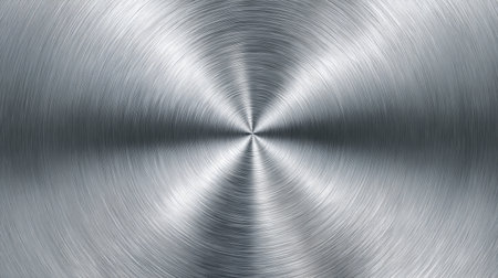 This abstract metal background features a circular pattern with a subtle brushed texture, ideal for various industrial, modern, and minimalist design projects.の素材