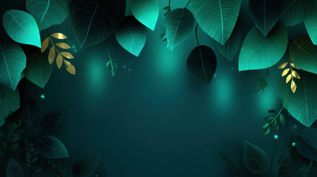 A beautiful arrangement of green leaves with soft lighting creates a serene background perfect for various nature-related projects and designs.の素材