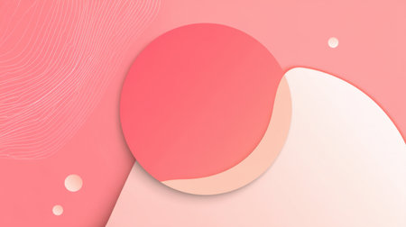 This soft pink abstract background features circular and wave shapes, perfect for modern designs. Ideal for minimalist projects and creative inspirations.の素材
