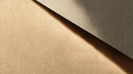 This image showcases a minimalist composition of beige and gray paper textures featuring soft shadows, ideal for backgrounds in design and artistic projects.の素材