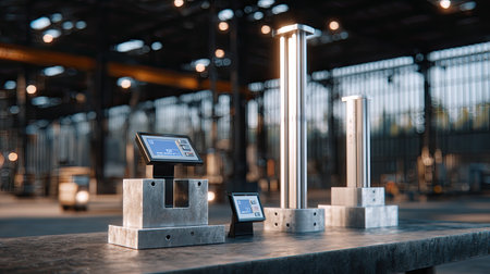 Explore the integration of modern electronics showcased in a spacious warehouse, highlighting innovative designs and advanced technology for industrial applications.の素材