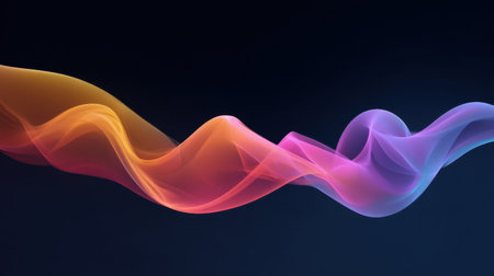 Experience the dynamic flow of colorful abstract waves that evoke a sense of motion and elegance, set against a dark background, perfect for modern designs.の素材